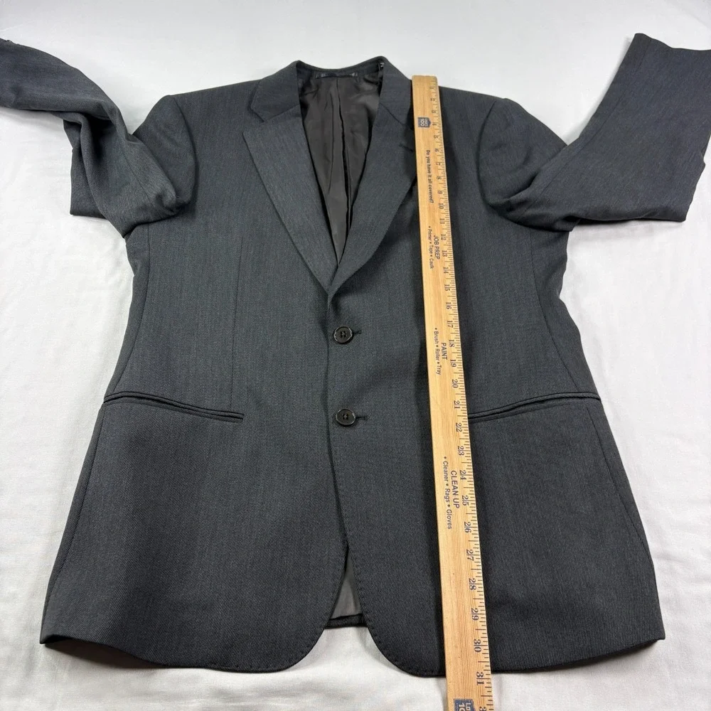 Armani Collezioni Wool Blazer Mens Size 50 Gray Black Jacket Single Breasted